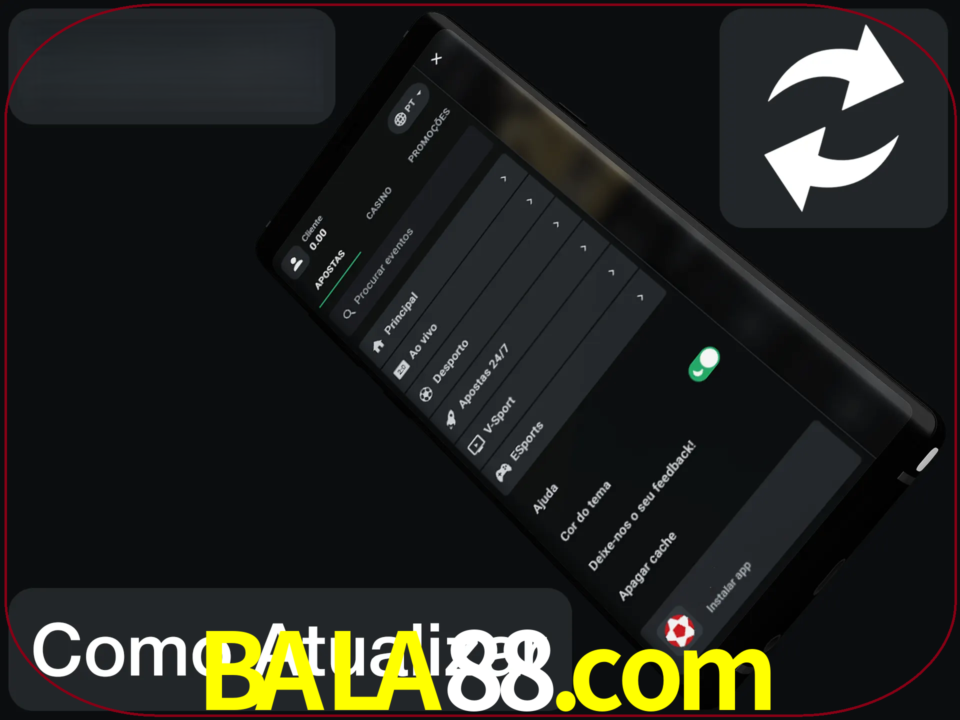 O aplicativo é atualizado automaticamente quando você faz o login.