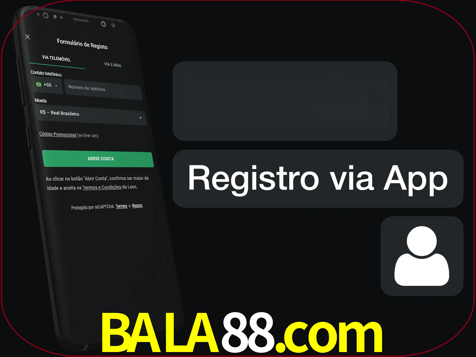 Registre-se com duas etapas usando o aplicativo.