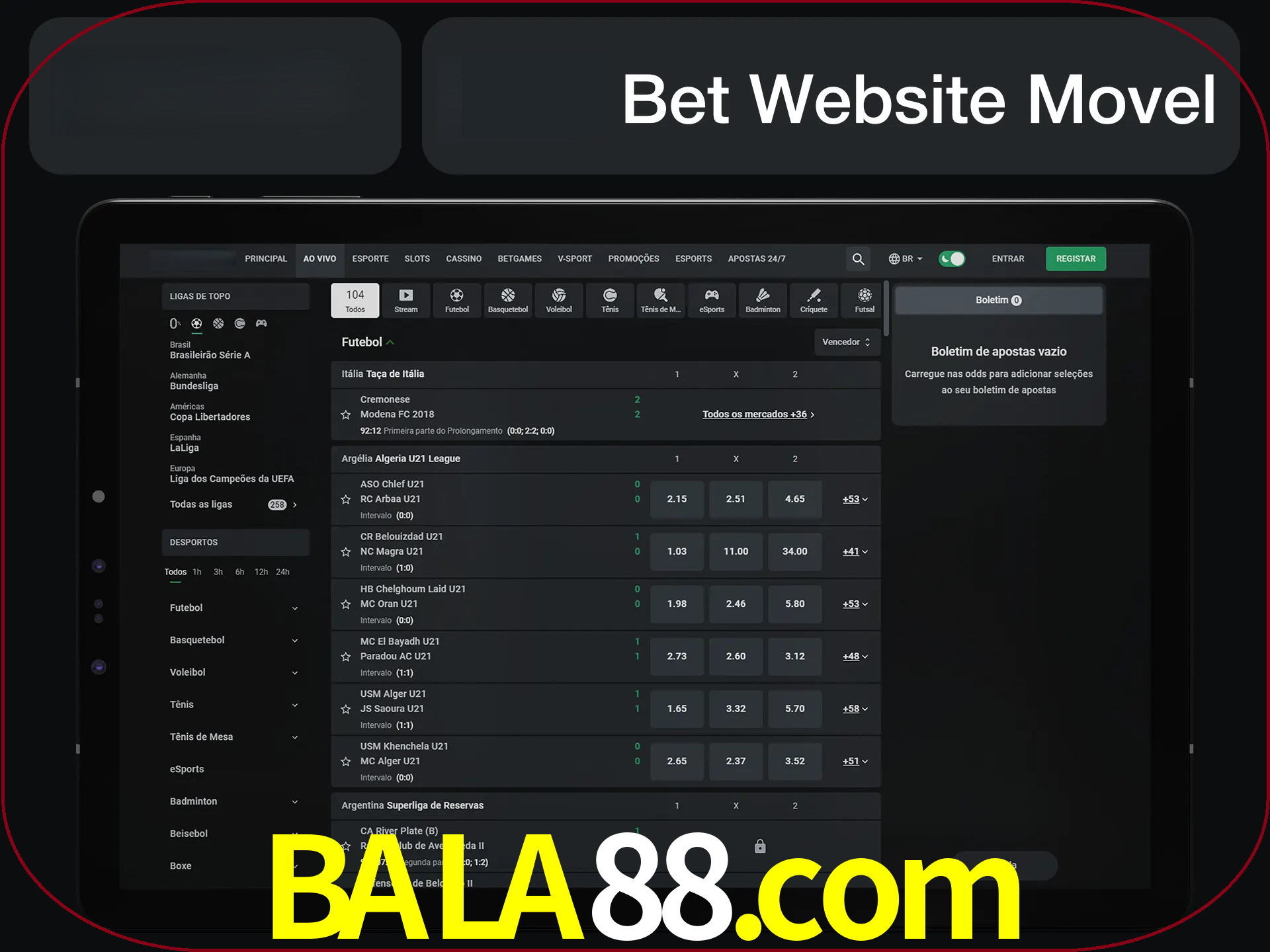 Use nosso website em qualquer dispositivo.